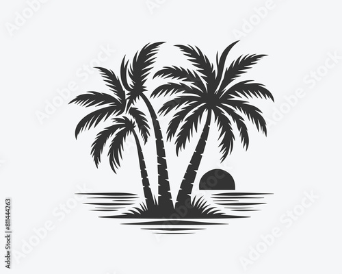 plum tree silhouettes  on a white background Vector illustration