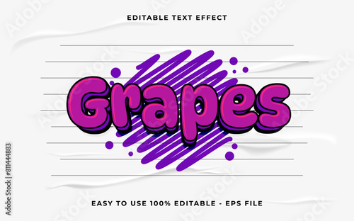 grapes 3d editable vector text effect. simple style text effect.