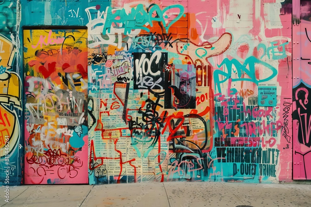 vibrant street art mural with creative mix of text and graffiti expressing artists unique style urban photography