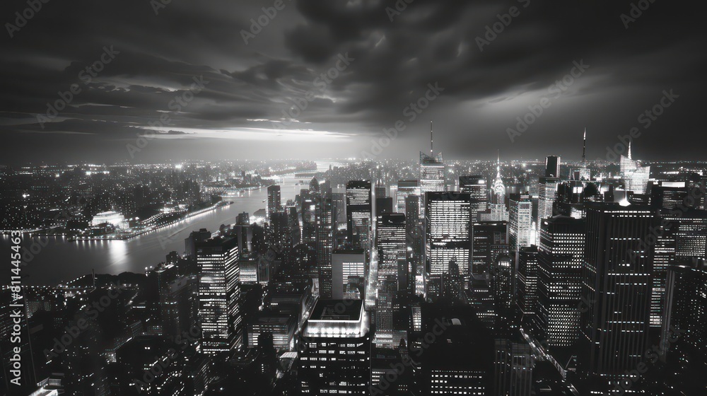 Black and white photo of a city