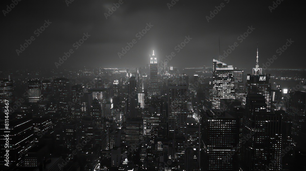 Black and white photo of a city