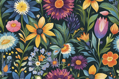 A vibrant Liberty of London-inspired floral seamless pattern.