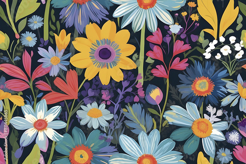 A vibrant Liberty of London-inspired floral seamless pattern.
