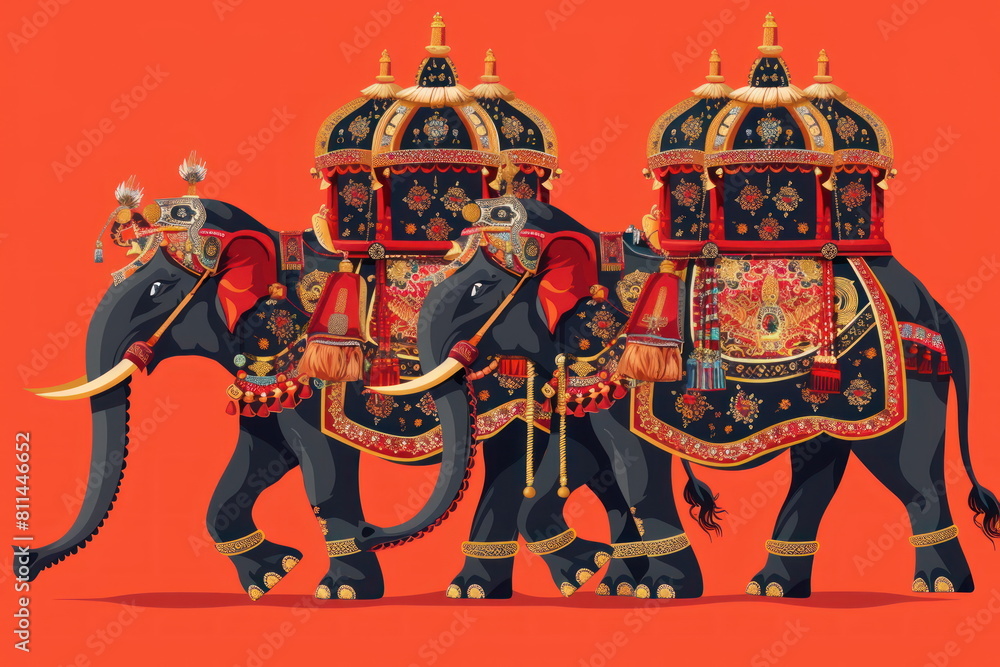 Traditional Mughal Elephant, camel caravan Traditional Mughal Elephant, camel caravan