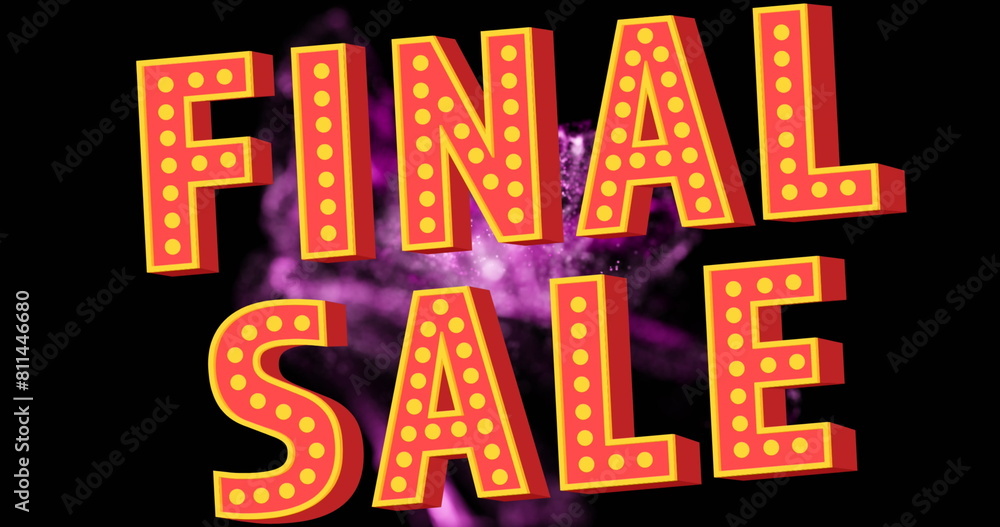 Bright yellow text reading FINAL SALE stands out against dark, sparkly background Bright yellow text reading FINAL SALE stands out against dark, sparkly background