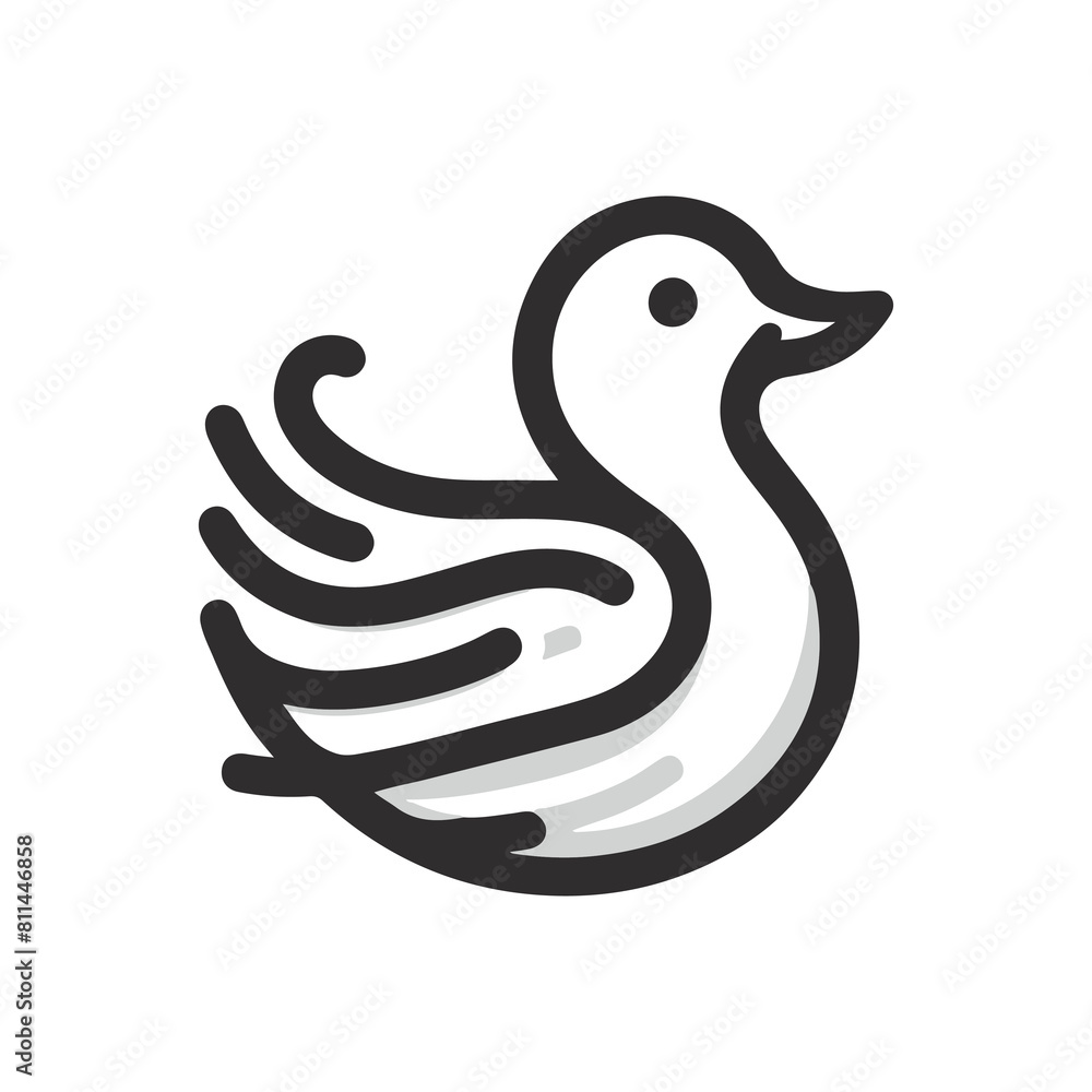 Duck simple line icon logo vector design, modern logo pictogram design of duck or mallard Duck simple line icon logo vector design, modern logo pictogram design of duck or mallard