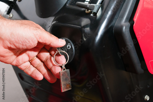 Green Acres: Gardener Ignites Tractor for Lawn Mowing
