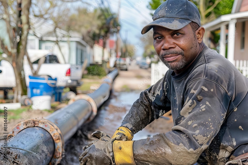 man working to restore water pipes in new orleans infrastructure repair and maintenance candid photo man working to restore water pipes in new orleans infrastructure repair and maintenance candid photo