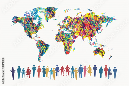 World Population Day clipart on a white background  highlighting international unity and population themes.