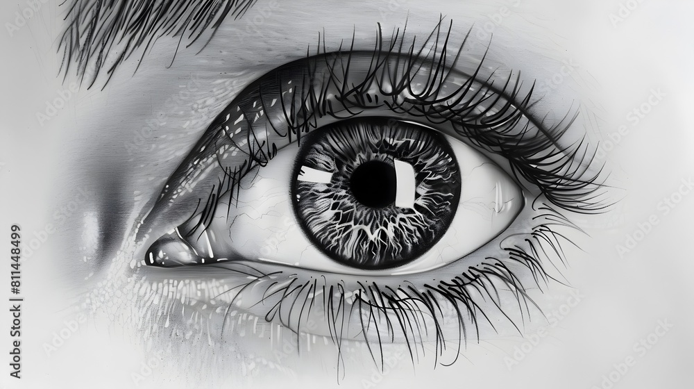 Obraz premium Monochrome Sketch of a Human Eye with Captivating Detail and Contrast