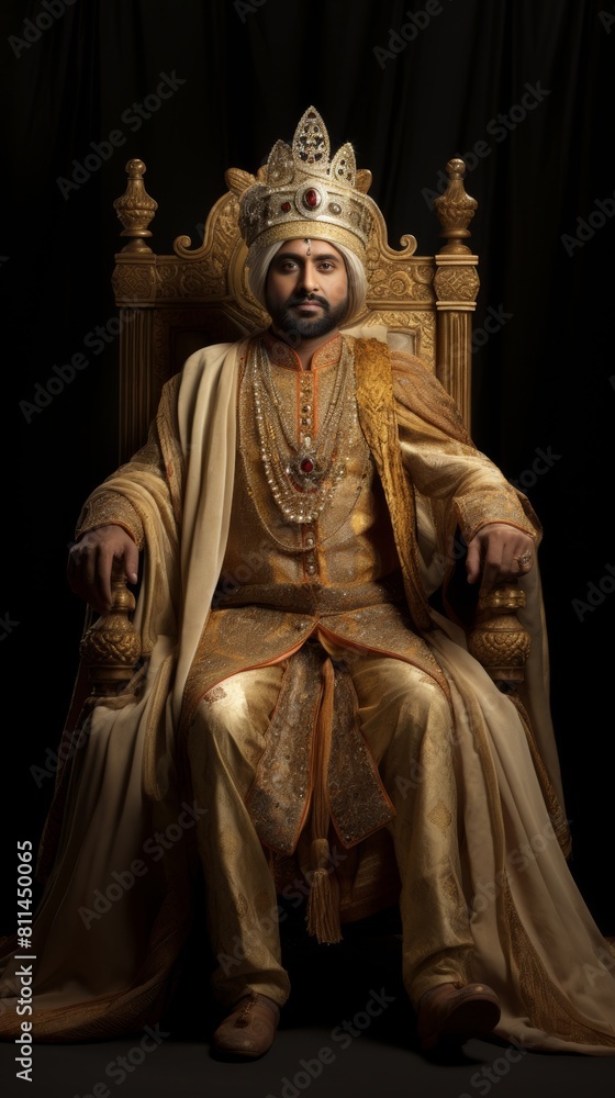 Ancient Hindu king on the throne Ancient Hindu king on the throne