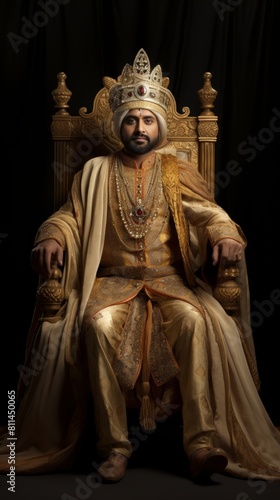 Ancient Hindu king on the throne