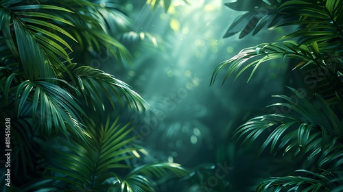 Lush Tropical Foliage in an Exotic Summertime Jungle Landscape