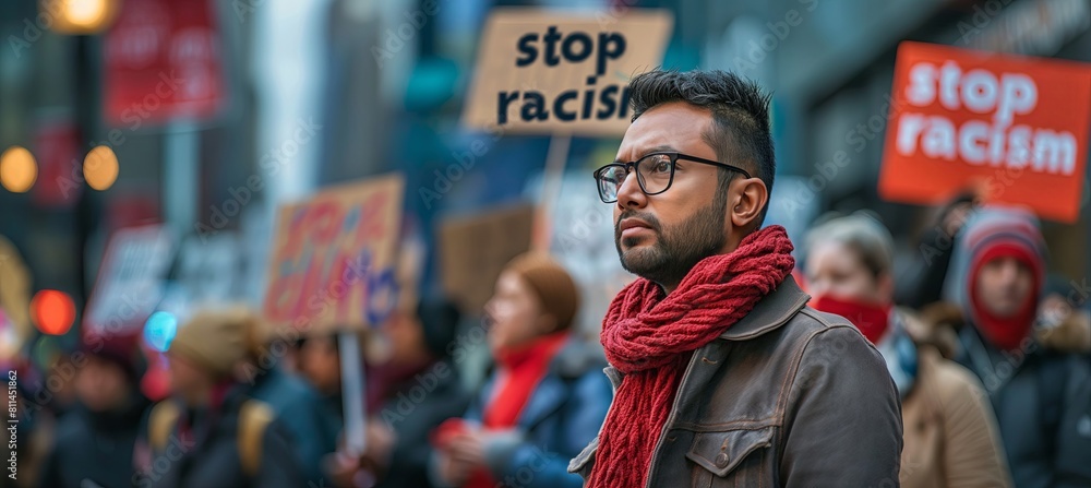 photo of a man in front of a crowd, rally chanting photo of a man in front of a crowd, rally chanting
