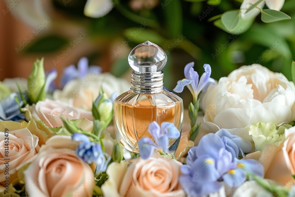 The eau de parfum production thrives in an aromatic scent garden, where white glass and liquid essence mingle to create a delightful sensory experience The eau de parfum production thrives in an aromatic scent garden, where white glass and liquid essence mingle to create a delightful sensory experience