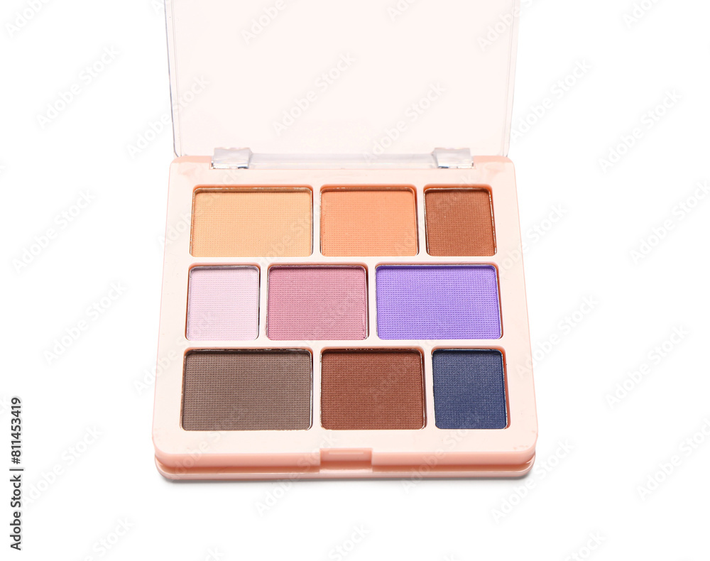 Palette of bright eyeshadows on white background Palette of bright eyeshadows on white background