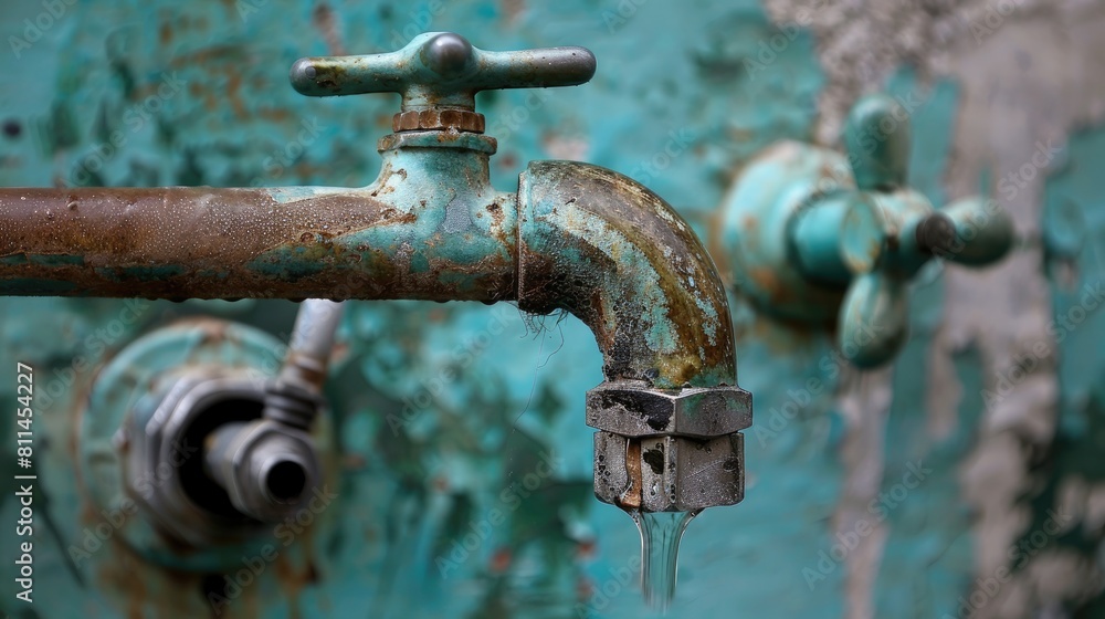 Save water by closing the tap to prevent dripping from an old faucet Save water by closing the tap to prevent dripping from an old faucet