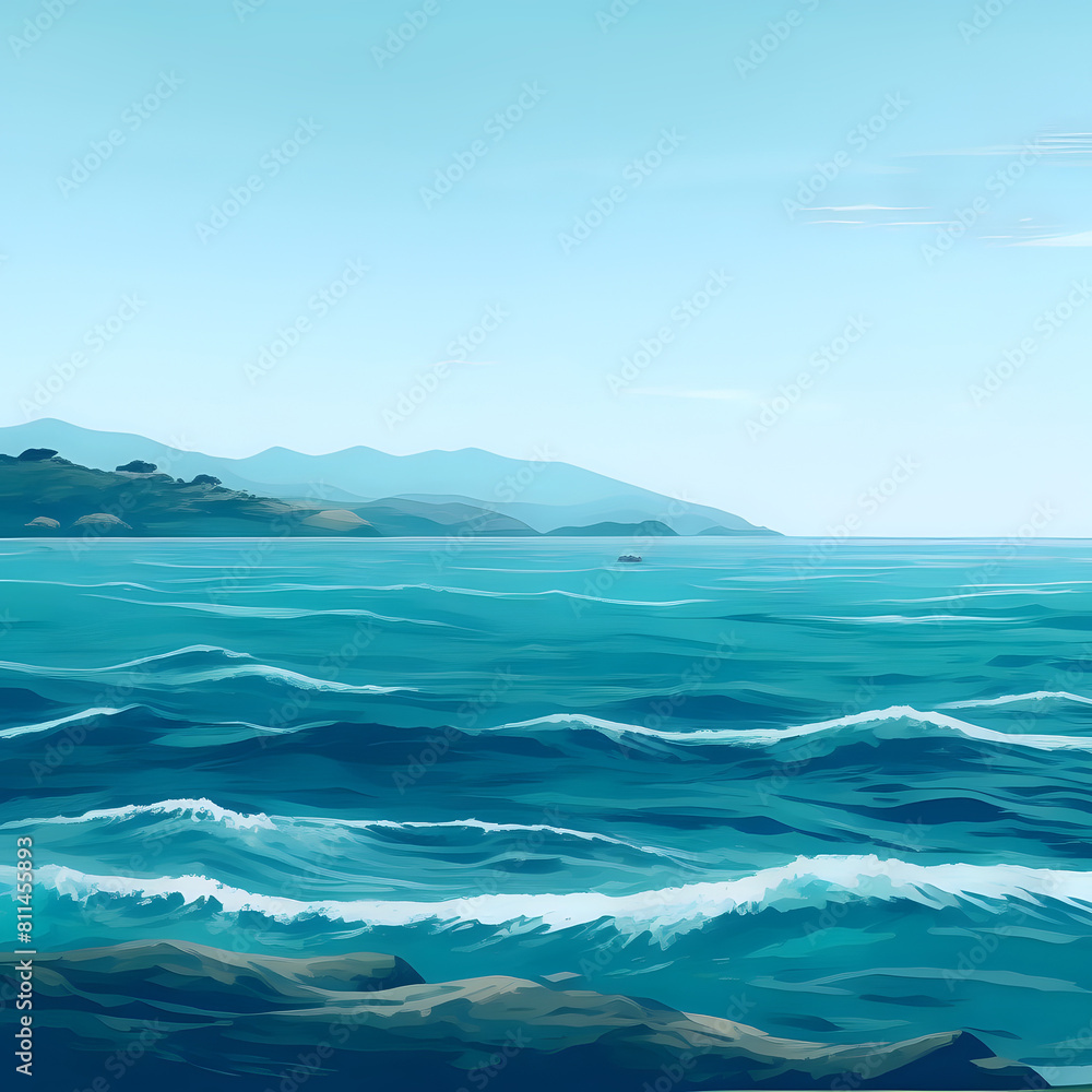 Sea landscape with digital art style - generated by ai