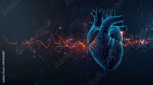 Obraz na płótnie Hearth health cardiology concept with display that shows science research for heart diseases. w salonie