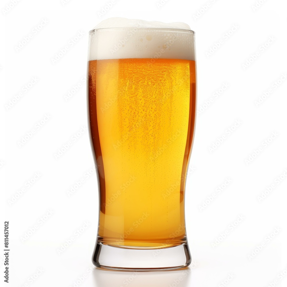 Enjoy a refreshing, frothy glass of beer, perfectly isolated on a pristine white background, Ai Generated Enjoy a refreshing, frothy glass of beer, perfectly isolated on a pristine white background, Ai Generated