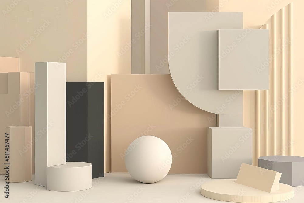 Geometric abstract art flat design front view contemporary decor theme Monochromatic Color Scheme Geometric abstract art flat design front view contemporary decor theme Monochromatic Color Scheme
