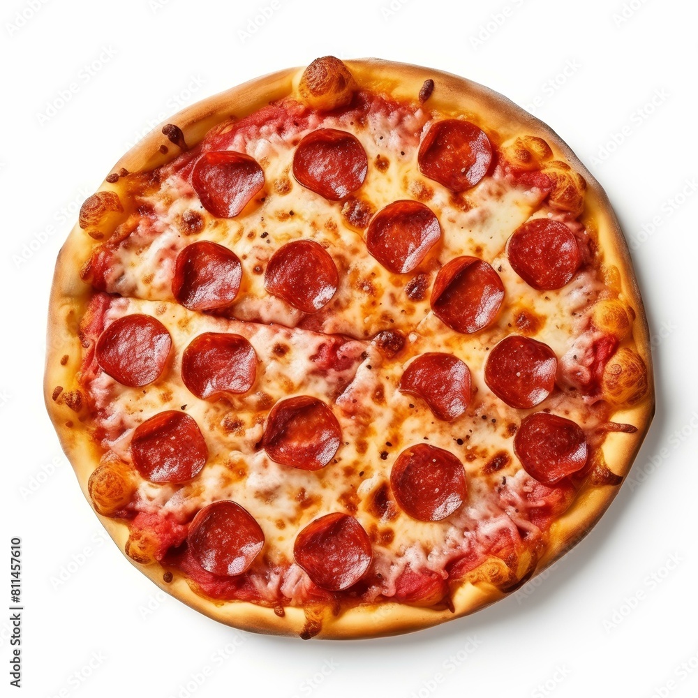 Description Delectable pepperoni pizza slice on a pristine white background, Ai Generated Description Delectable pepperoni pizza slice on a pristine white background, Ai Generated