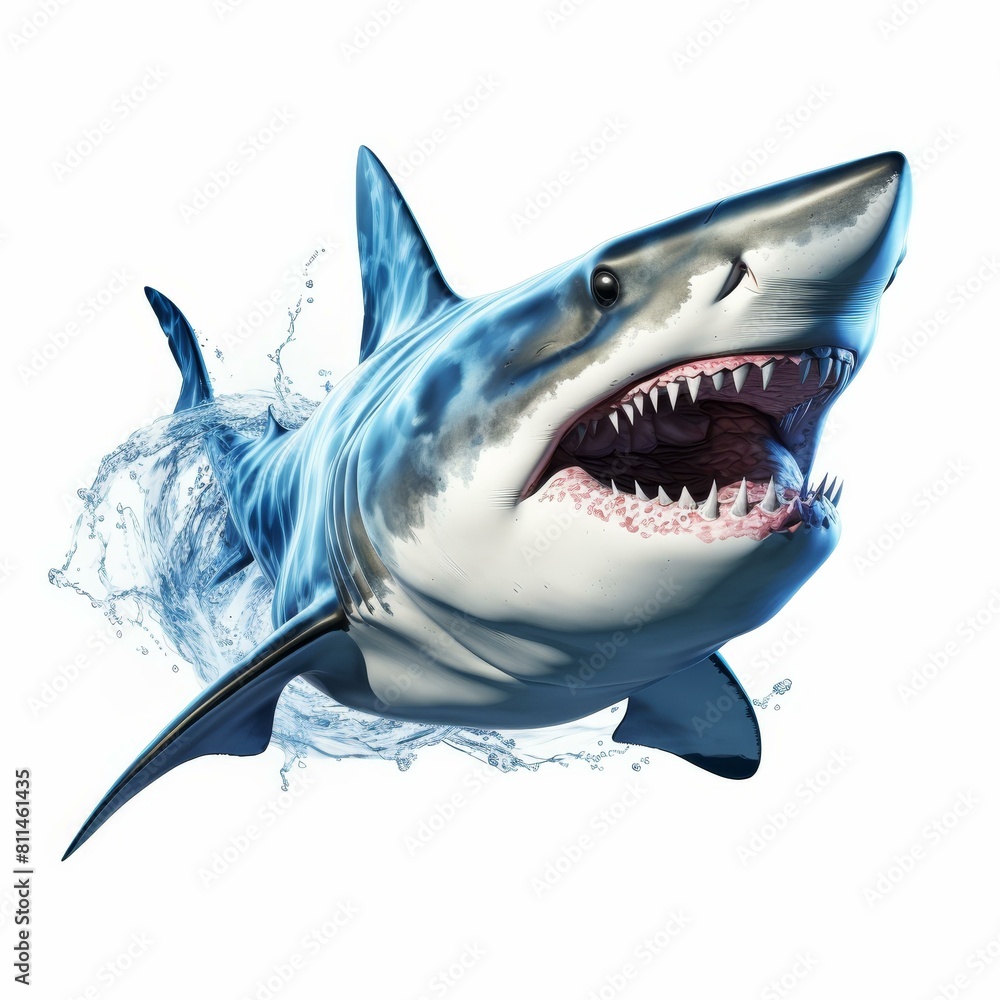Stunning K image of a shark in pristine ocean waters, isolated on white, Ai Generated Stunning K image of a shark in pristine ocean waters, isolated on white, Ai Generated
