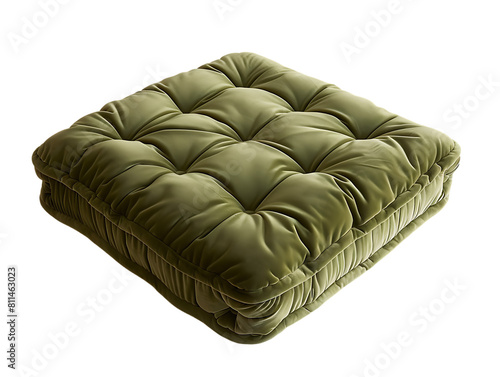 A large green cushion on a white background