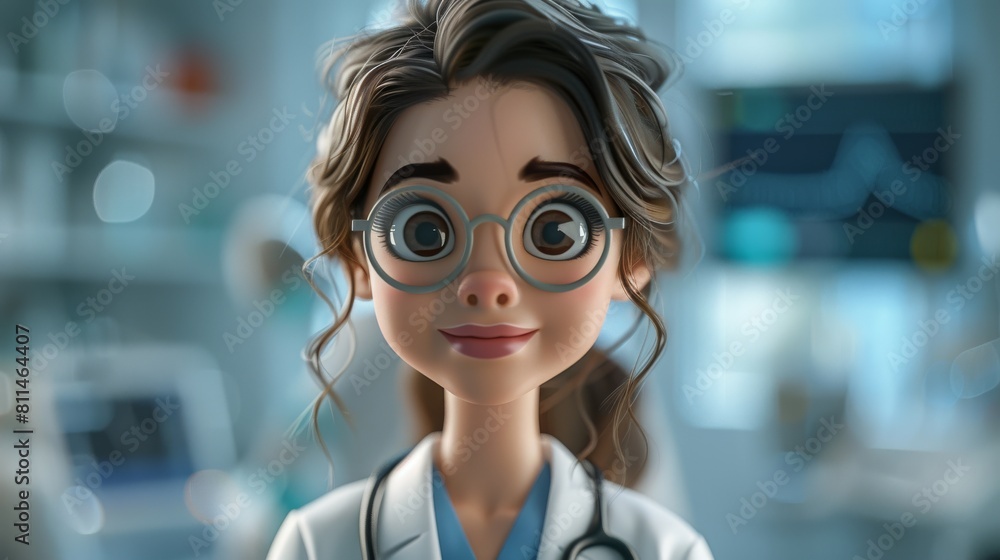 A cartoon girl wearing glasses and a white lab coat A cartoon girl wearing glasses and a white lab coat
