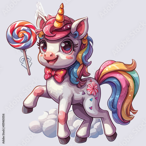 Unicorn sticker, planner and scrapbook. Vector illustration