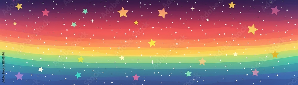 Pride stars wallpaper in rainbow colors flat design side view starry night theme animation Monochromatic Color Scheme