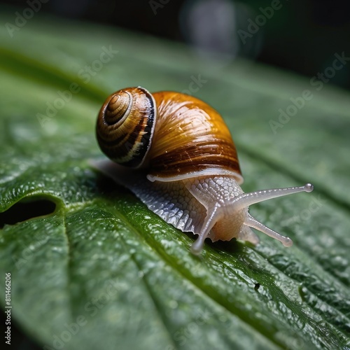 snail on a leaf Close up 