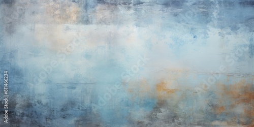 A dirty wall with blue and white paint forms the background, its ethereal dreamscapes, translucent immersion photo