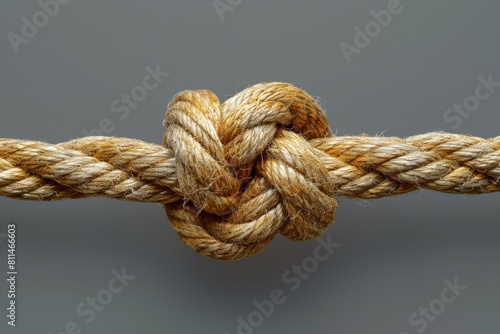 A tied knot on a rope. Business concept. Backdrop with selective focus and copy space