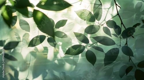 Shadow of leaves on a glass surface