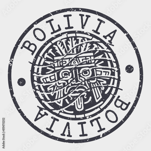Bolivia, Stamp Postal. Silhouette Seal. Passport Round Design. Vector Icon. Design Retro Travel. National Symbol.	
