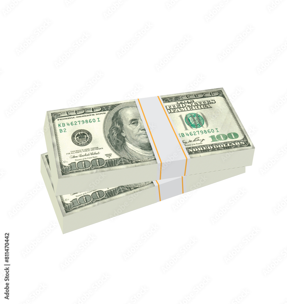Stack of us dollars isolated on white background Stack of us dollars isolated on white background