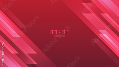 Abstract red geometric banner background with diagonal shape layer. Digital futuristic technology cyber background. Vector Illustration
