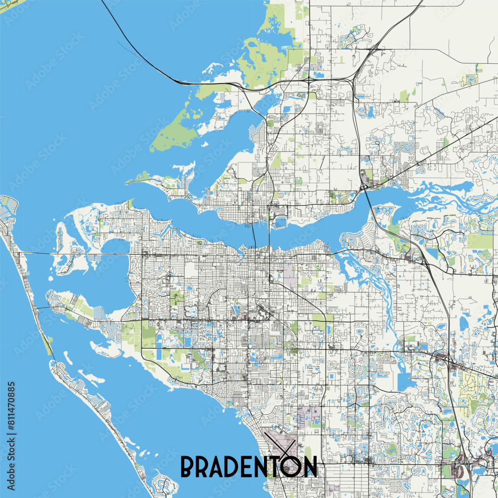 Fototapeta premium Bradenton, Florida, USA map poster art
