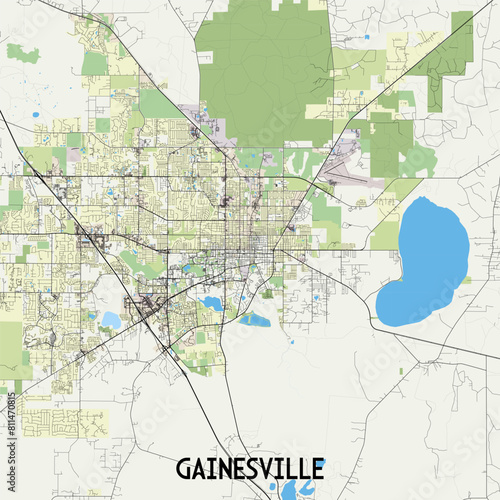 Gainesville, Florida, USA map poster art