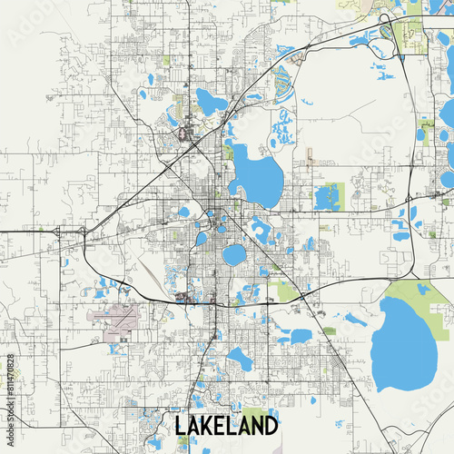 Lakeland, Florida, USA map poster art