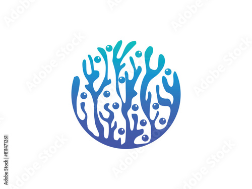 Coral reef seaweed logo icon vector illustration 