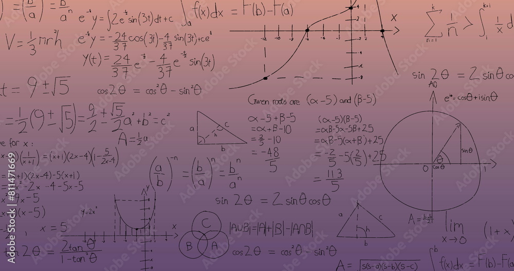 Image of mathematical formulae and data processing Image of mathematical formulae and data processing