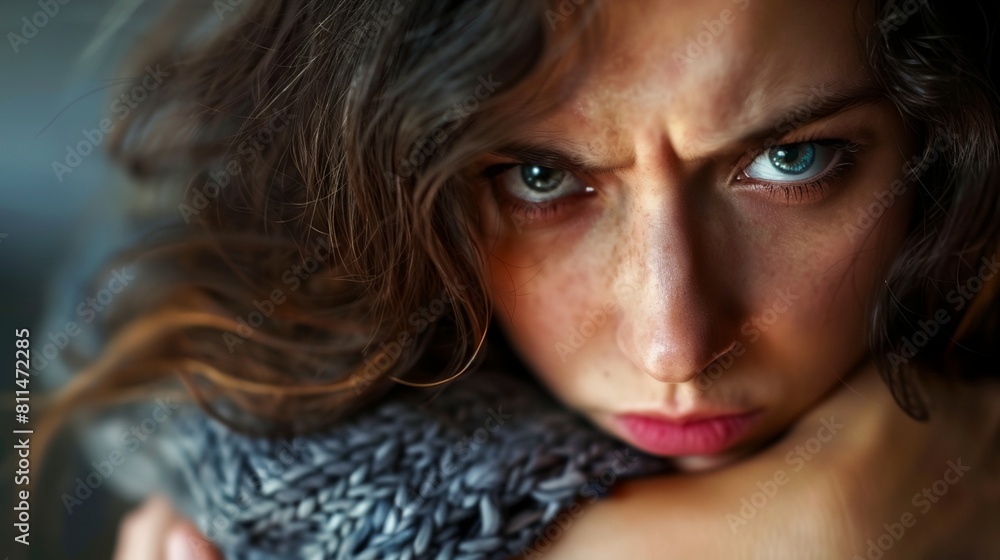 a woman with a serious look on her face a woman with a serious look on her face