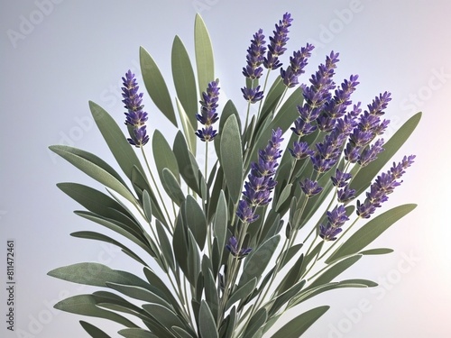 a bunch of lavender flowers with green leaves