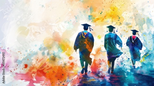 Dreamy watercolor painting capturing the magic of graduation day