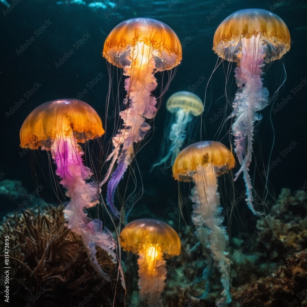 jellyfish in the sea jellyfish in the sea