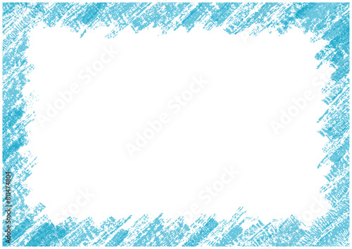 クレヨン・クレパスで描いた青・水色系フレーム背景