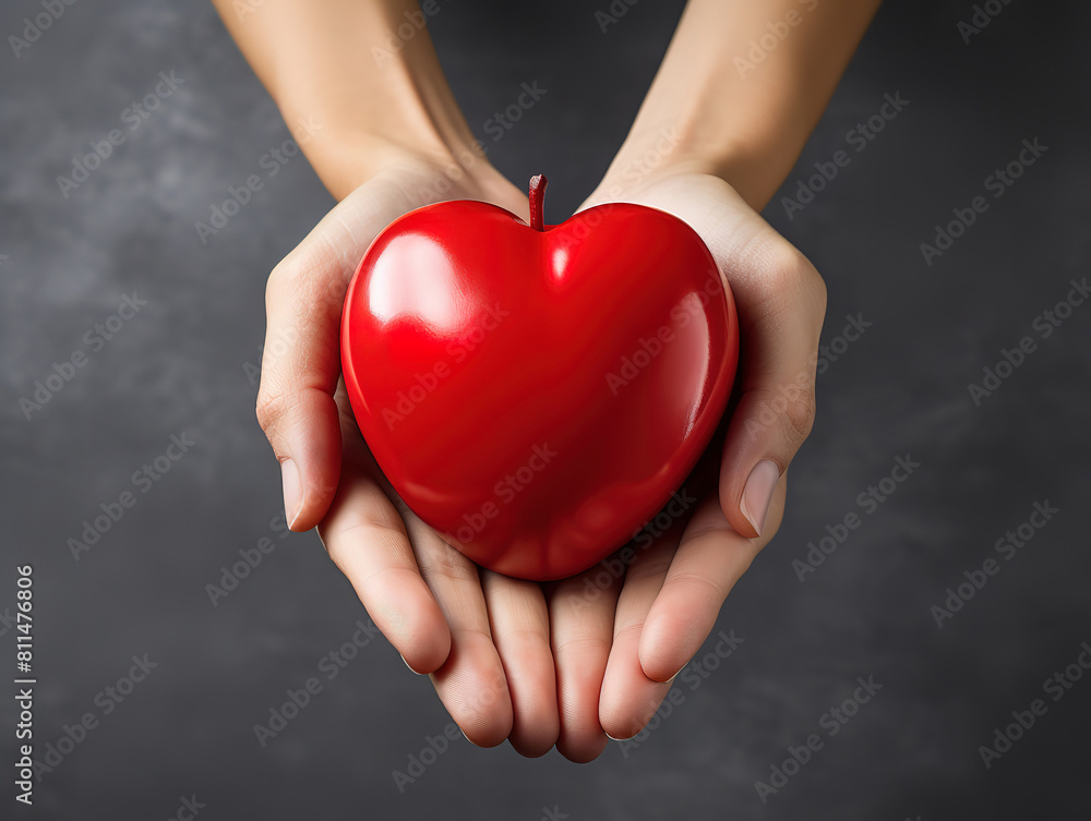Hands cupping heart in love and relationship concept Hands cupping heart in love and relationship concept