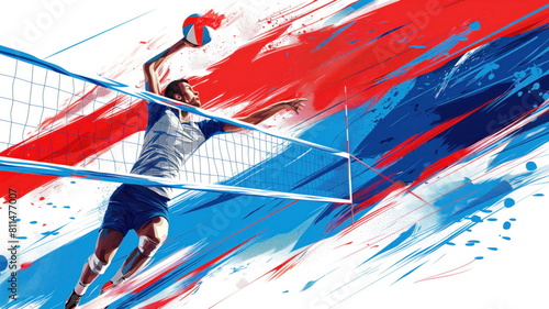 Volleyball Player in Dynamic Abstract Art Style